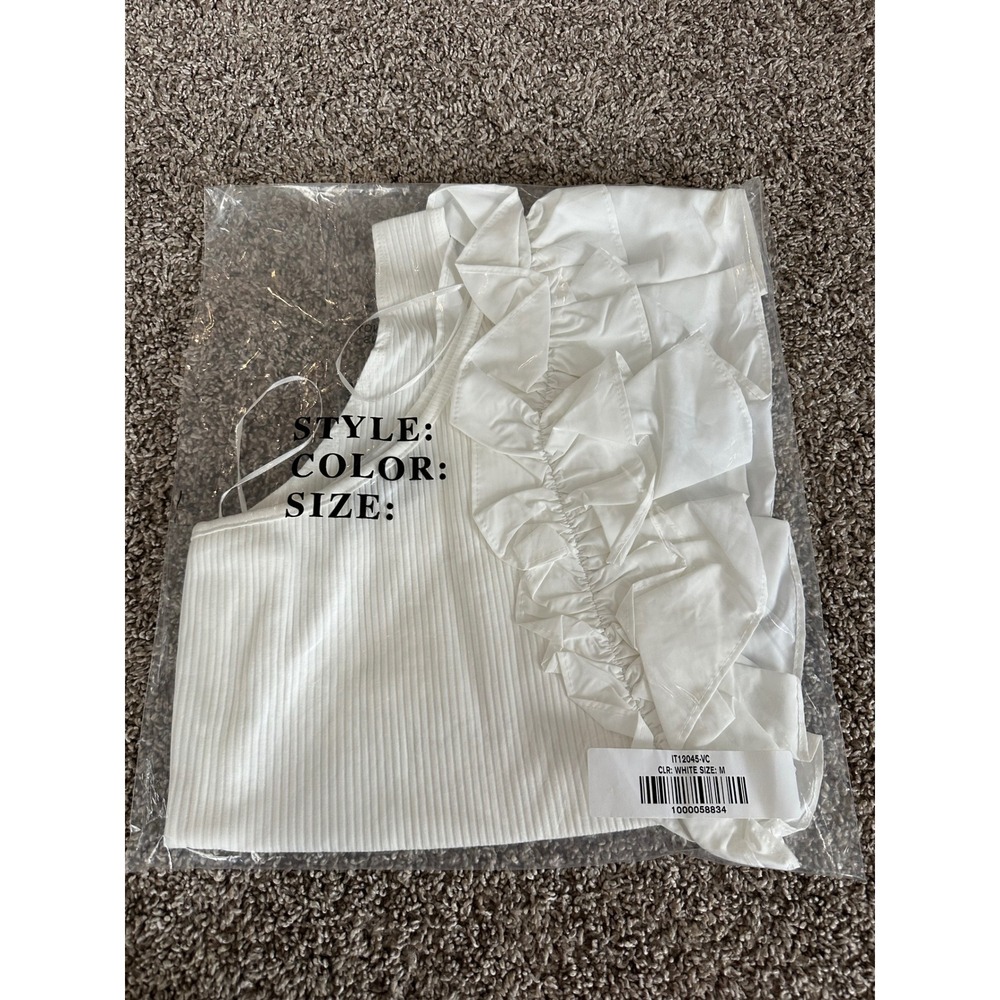 Statement Maker Ribbed One Shoulder Ruffle Bodysu… - image 6